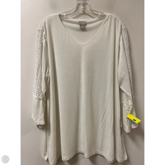 Top Long Sleeve By Chicos In White, Size: 1x