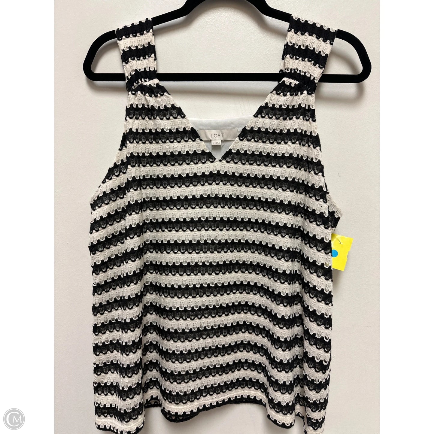 Top Sleeveless By Loft In Black & White, Size: L