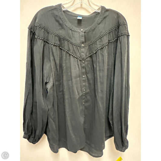 Blouse Long Sleeve By Old Navy In Grey, Size: Xl