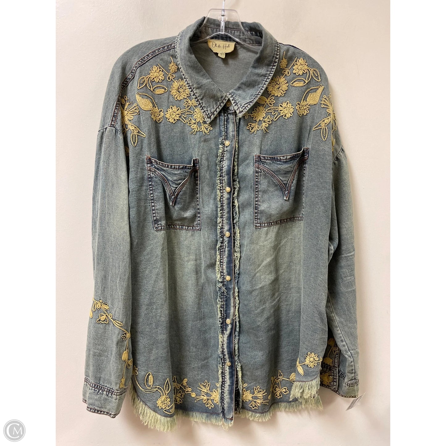 Blouse Long Sleeve By Oli & Hali In Blue, Size: L