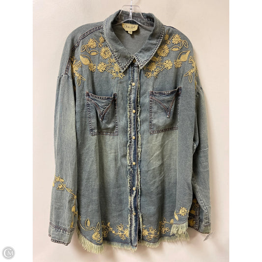 Blouse Long Sleeve By Oli & Hali In Blue, Size: L