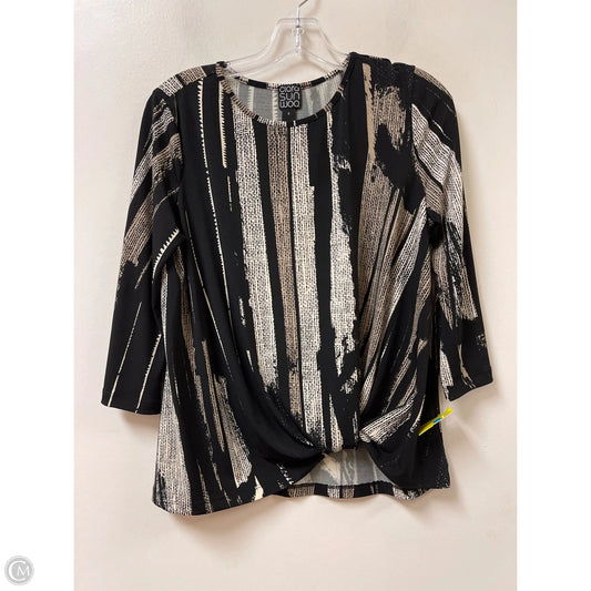 Top Long Sleeve By Clara Sun Woo In Black & Cream, Size: S