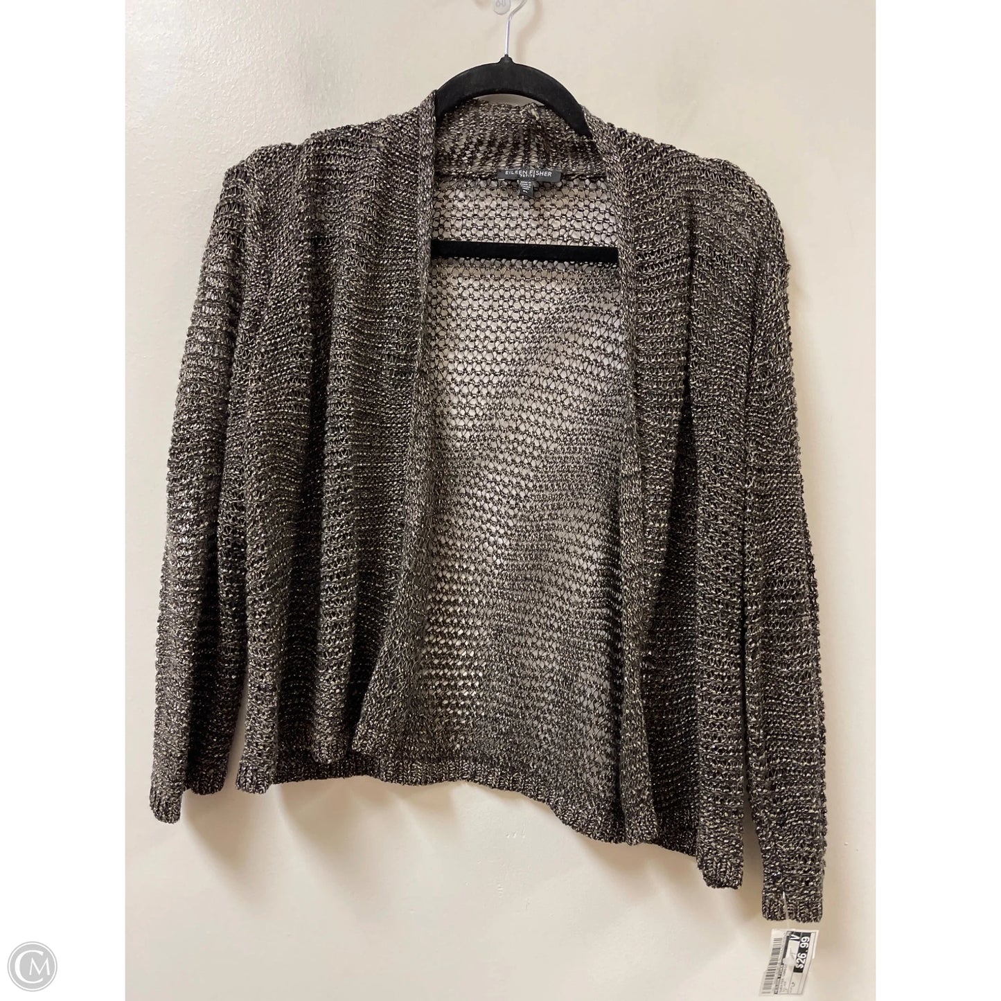 Sweater Cardigan By Eileen Fisher In Silver, Size: Lp