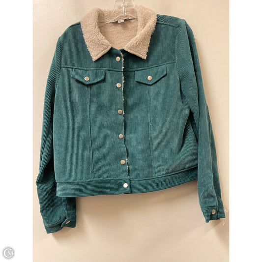 Jacket Faux Fur & Sherpa By Favlux In Cream & Green, Size: L