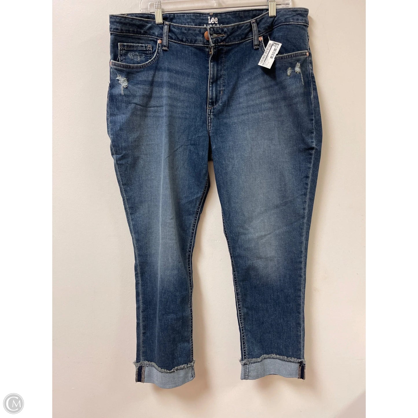 Jeans Cropped By Lee In Blue Denim, Size: 18