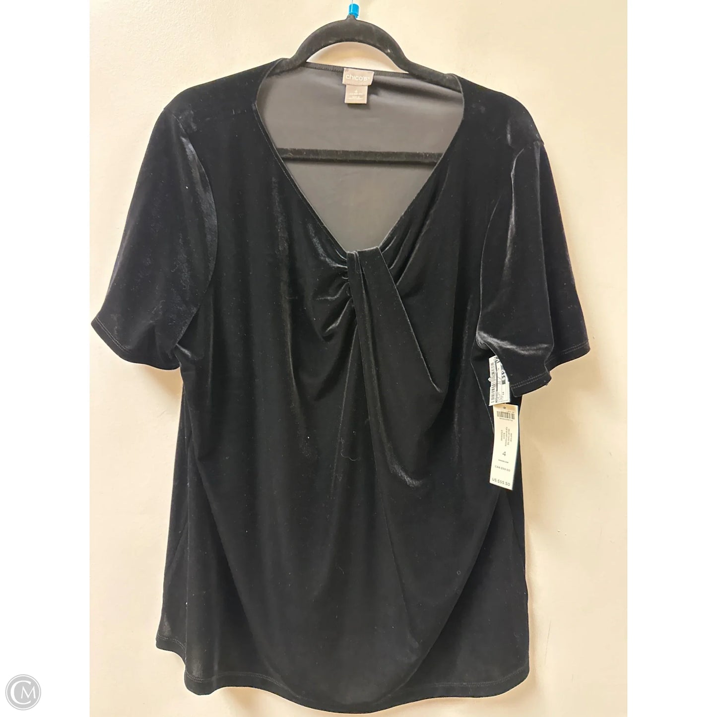 Top Short Sleeve By Chicos In Black, Size: 1x