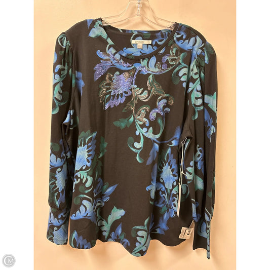 Top Long Sleeve By Chicos In Black & Blue, Size: 1x