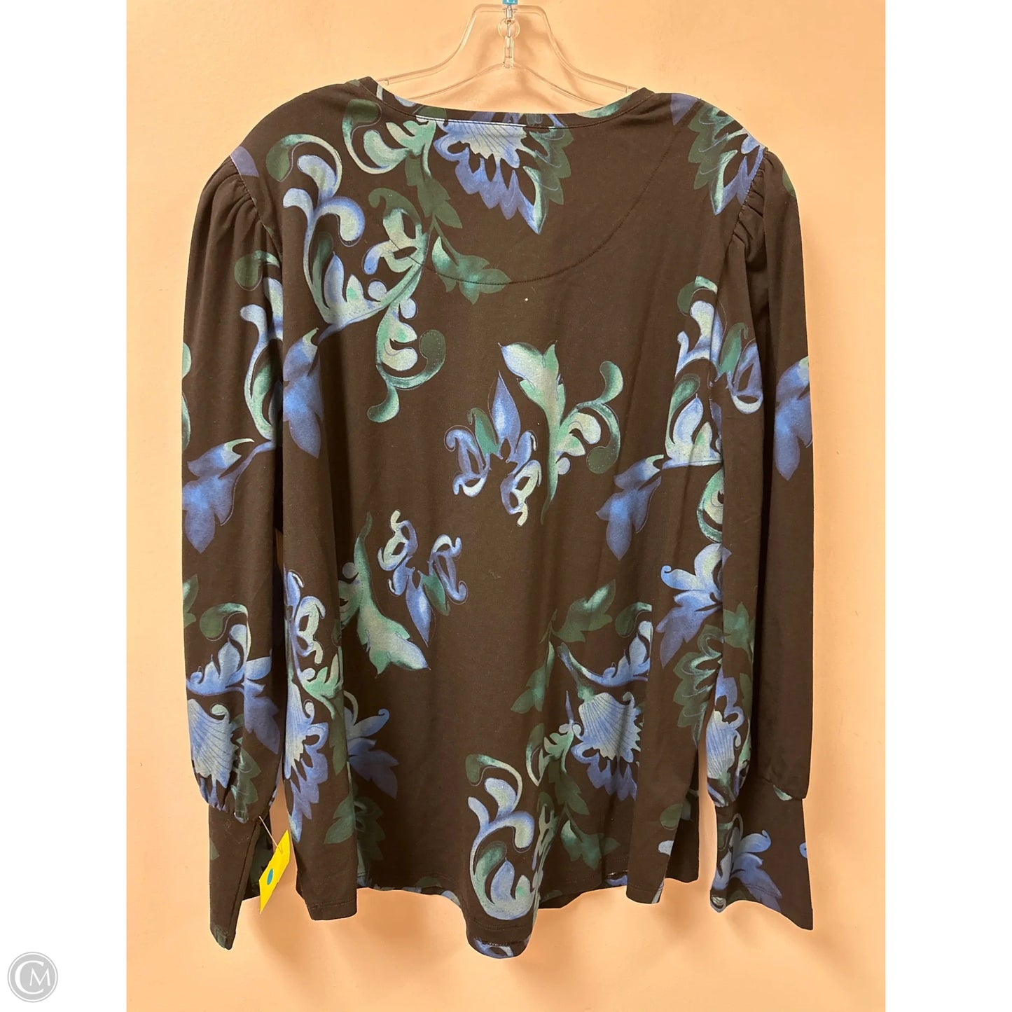 Top Long Sleeve By Chicos In Black & Blue, Size: 1x