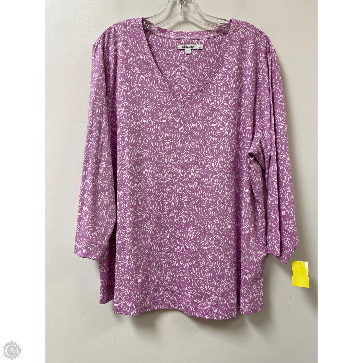 Top Long Sleeve By Chicos In Purple & White, Size: 1x