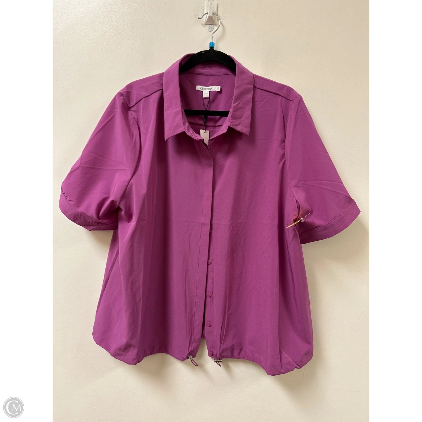 Blouse Short Sleeve By Chicos In Purple, Size: 1x