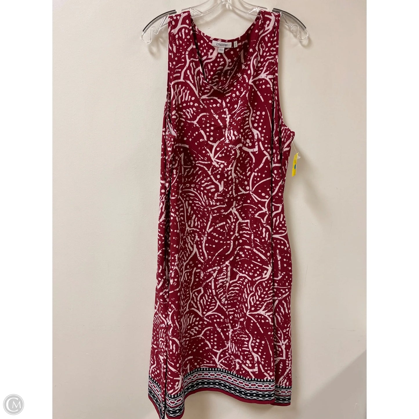 Dress Casual Maxi By Chicos In Red & White, Size: 1x