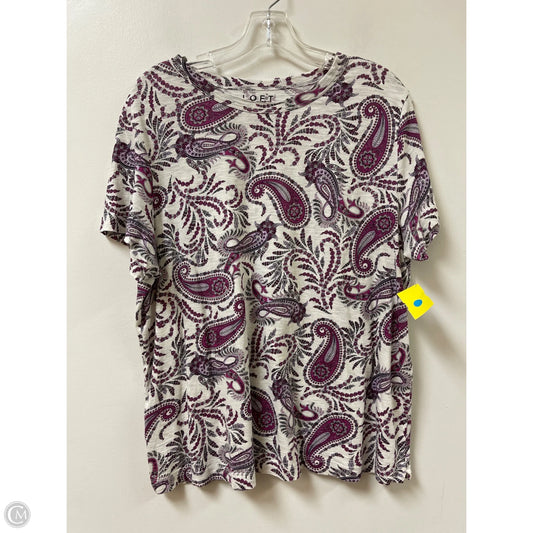 Top Short Sleeve By Loft In Purple & White, Size: Xl
