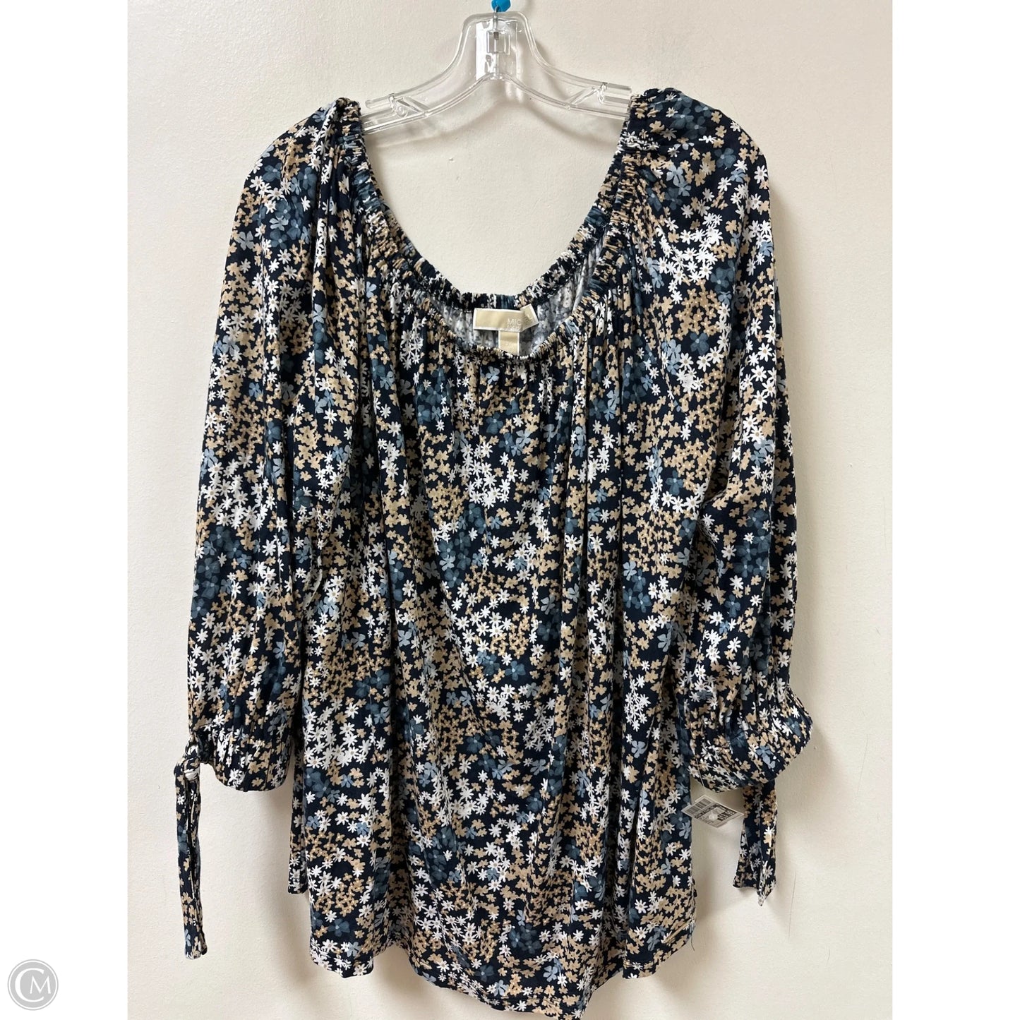 Top Long Sleeve By Michael By Michael Kors In Blue & Cream, Size: 3x