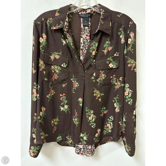 Top Long Sleeve By Investments In Brown, Size: Lp
