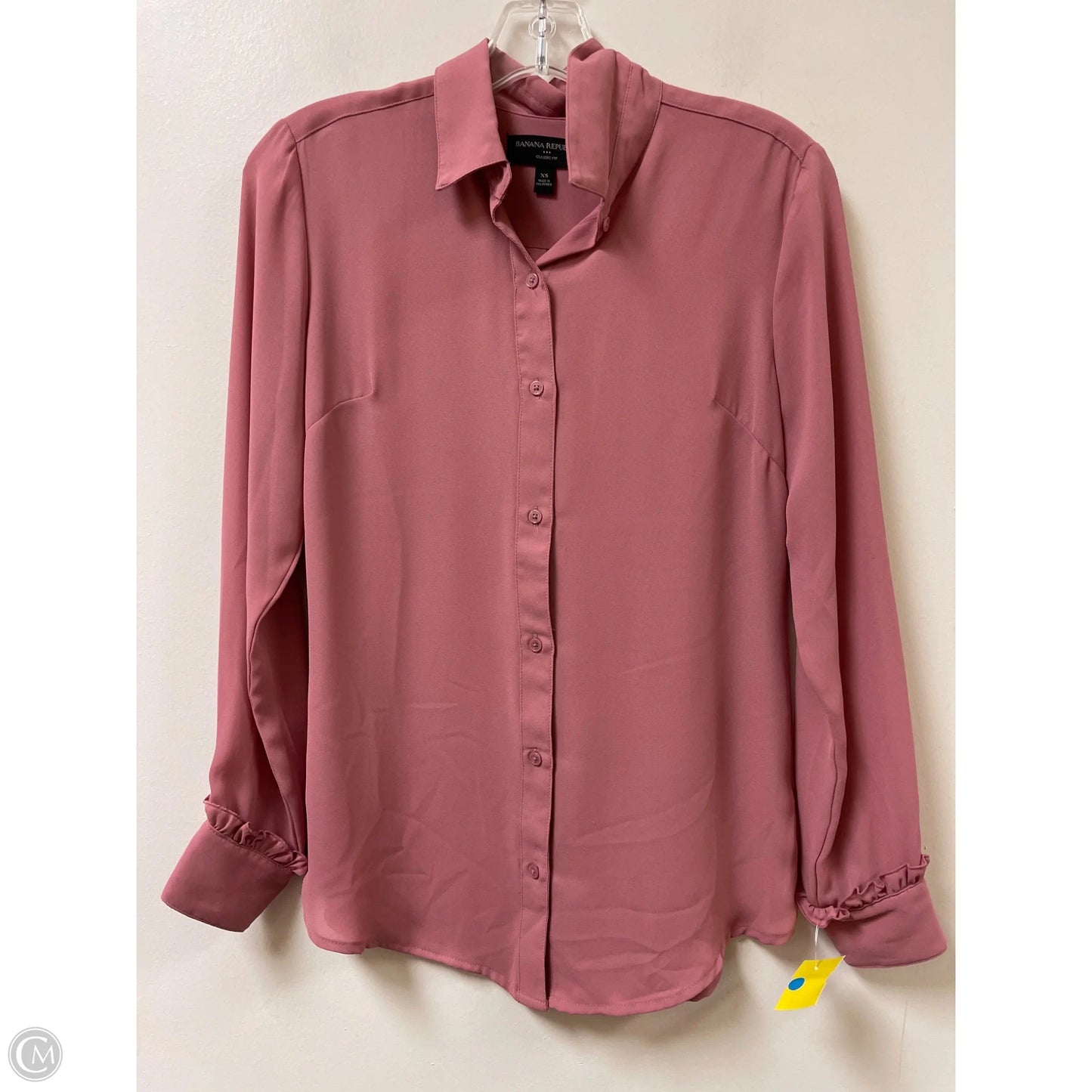 Blouse Long Sleeve By Banana Republic In Pink, Size: Xs