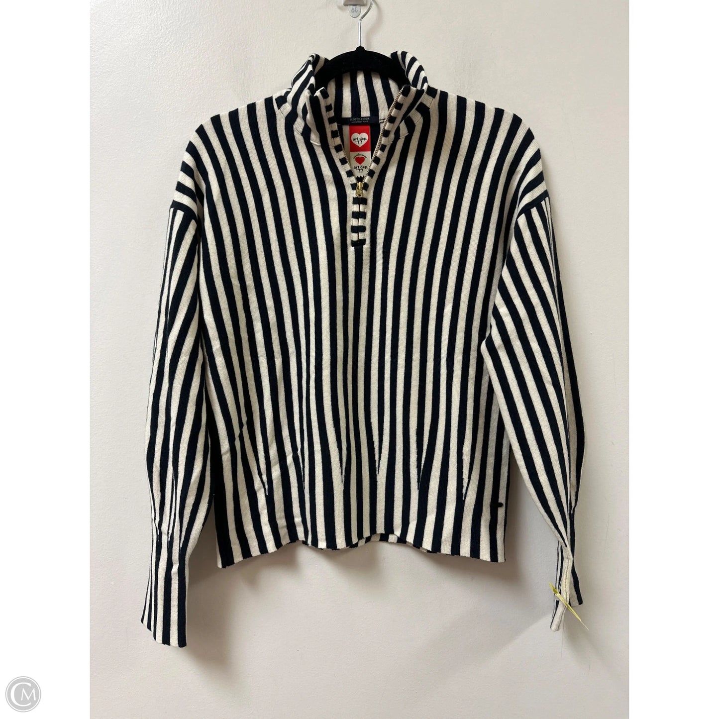 Sweatshirt Collar By Scotch & Soda In Striped Pattern, Size: M