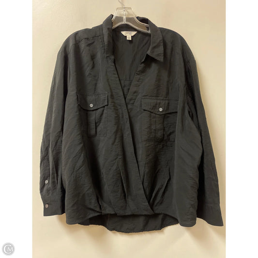 Blouse Long Sleeve By Terra & Sky In Black, Size: 1x