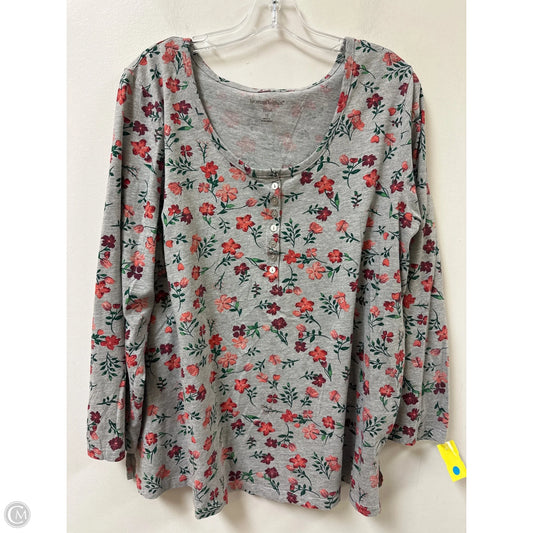 Top Long Sleeve By Woman Within In Floral Print, Size: 1x
