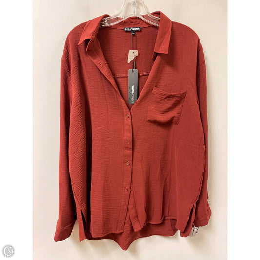 Blouse Long Sleeve By Fashion Nova In Brown, Size: Xl
