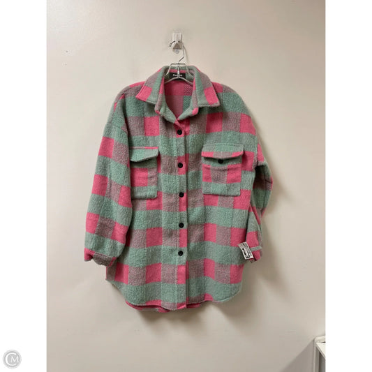 Jacket Shirt By Clothes Mentor In Blue & Pink, Size: M