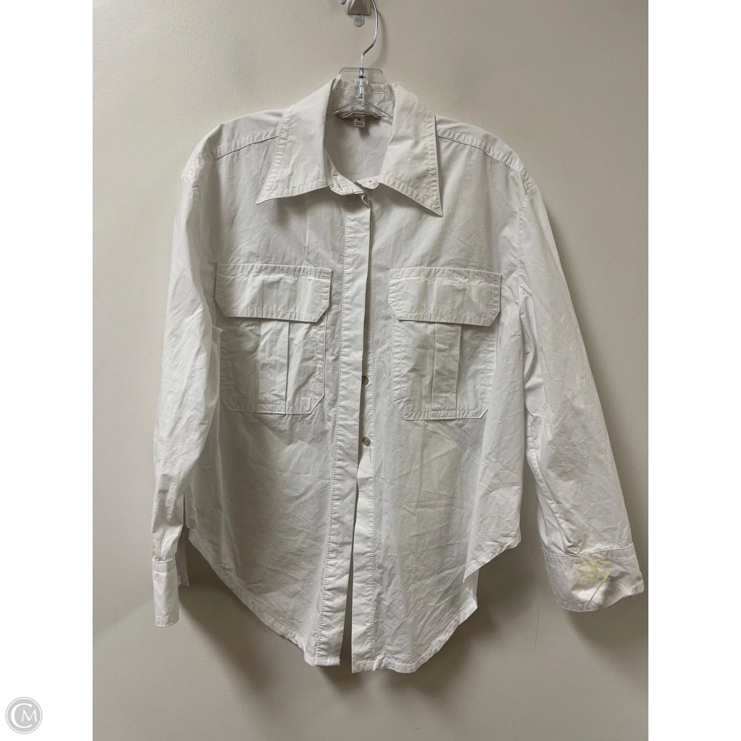 Blouse Long Sleeve By Banana Republic In White, Size: M