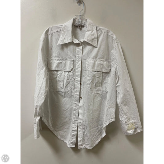 Blouse Long Sleeve By Banana Republic In White, Size: M