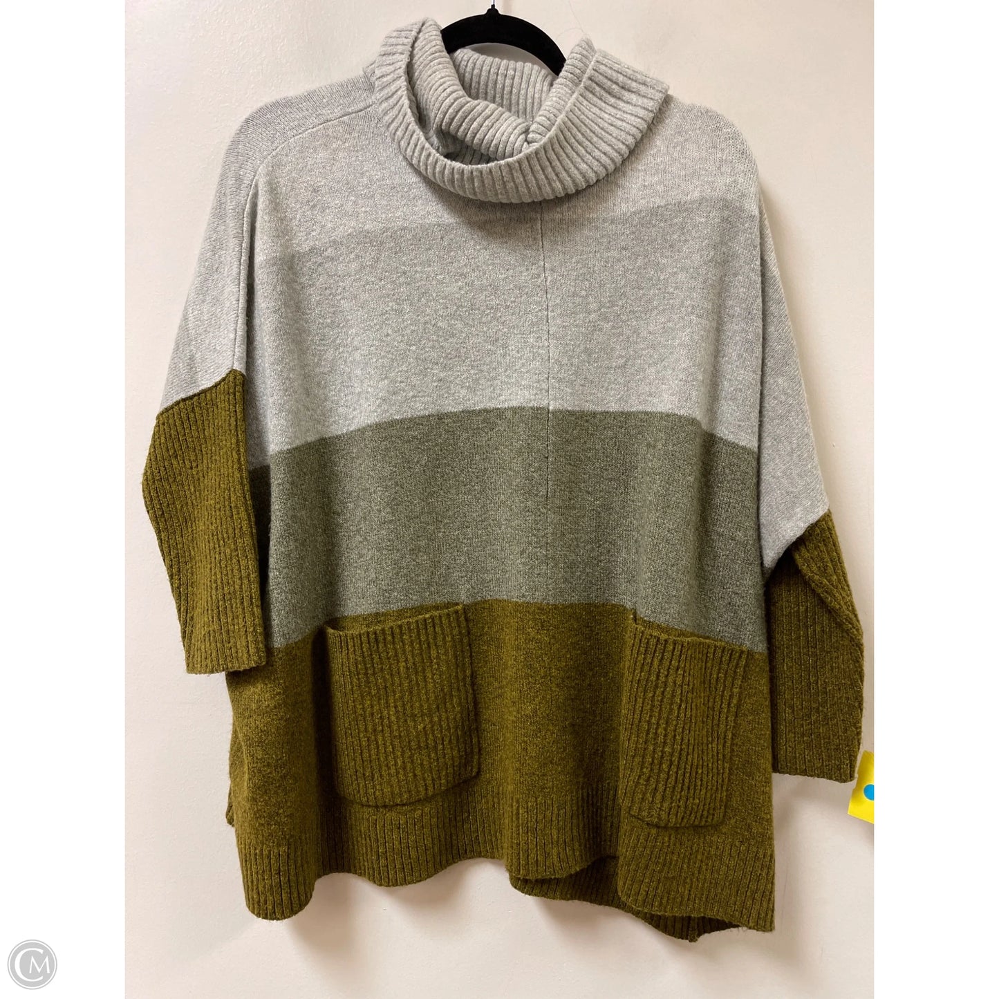 Sweater By Loft In Green & Grey, Size: M