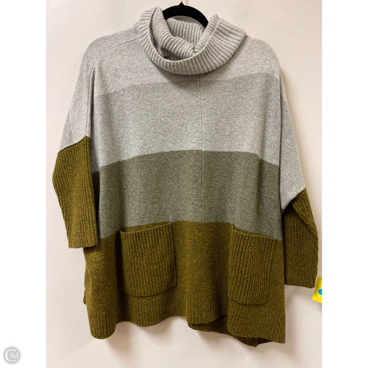 Sweater By Loft In Green & Grey, Size: M
