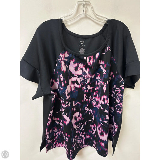 Athletic Top Short Sleeve By Livi Active In Black & Purple, Size: 3x