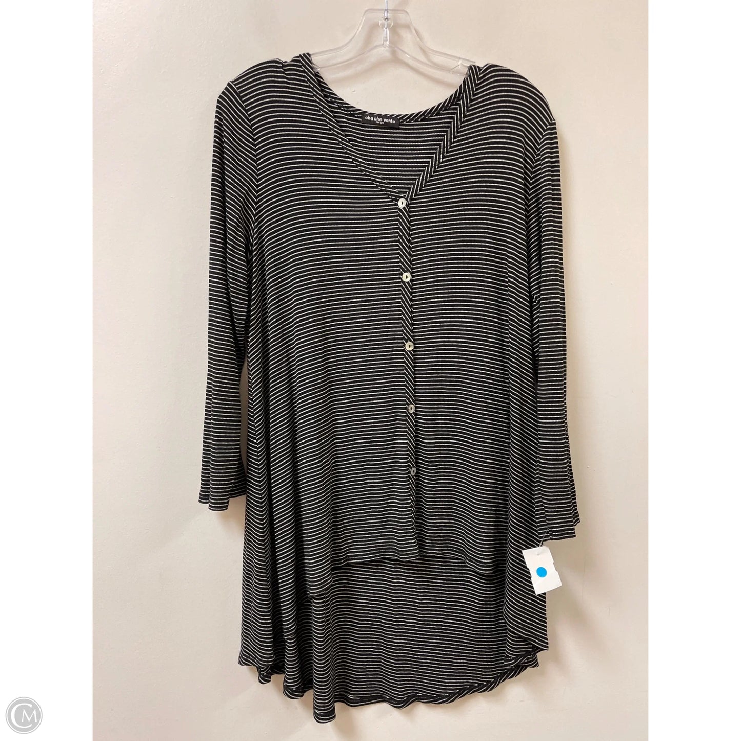 Tunic Long Sleeve By Cha Cha Vente In Striped Pattern, Size: L