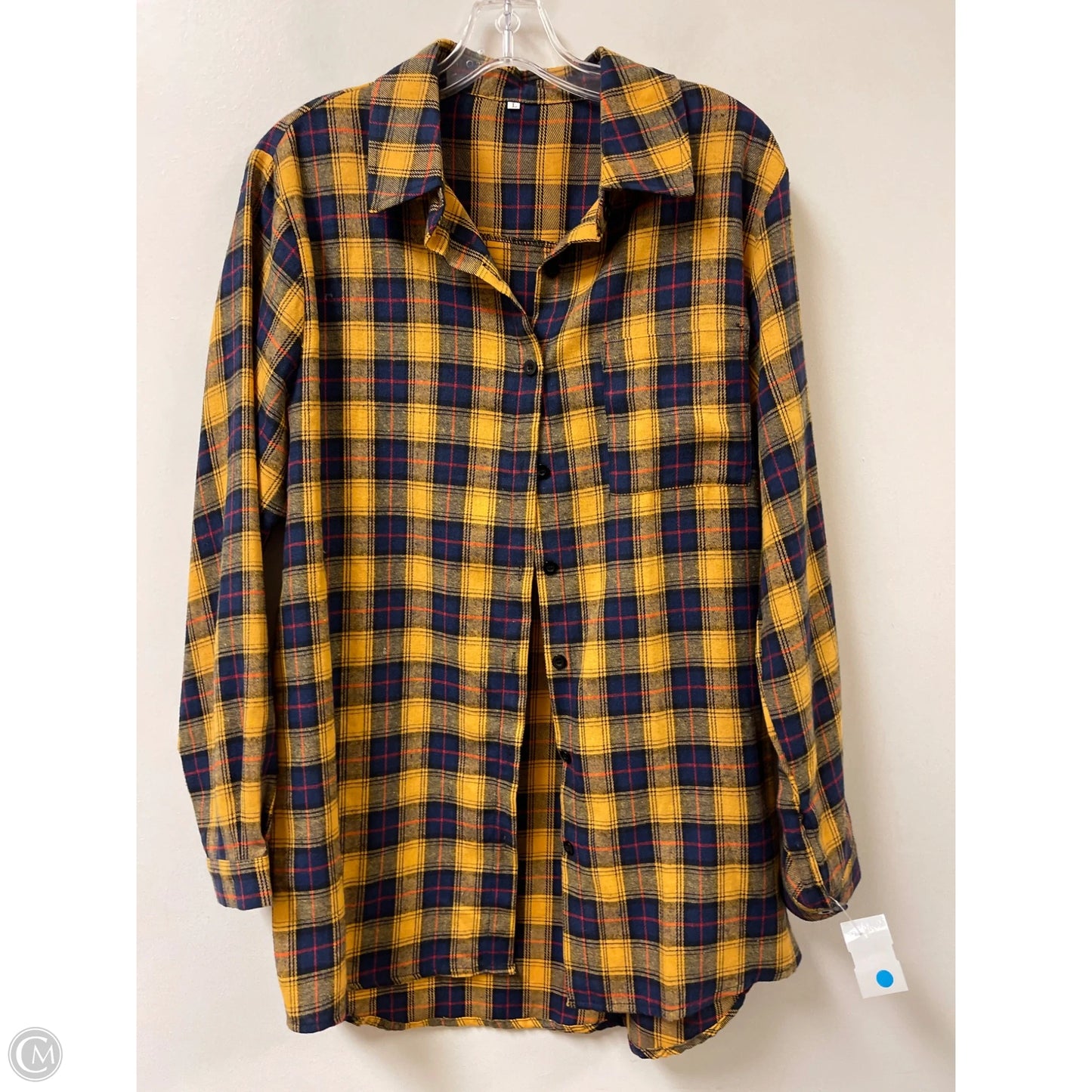 Blouse Long Sleeve By Clothes Mentor In Blue & Yellow, Size: L