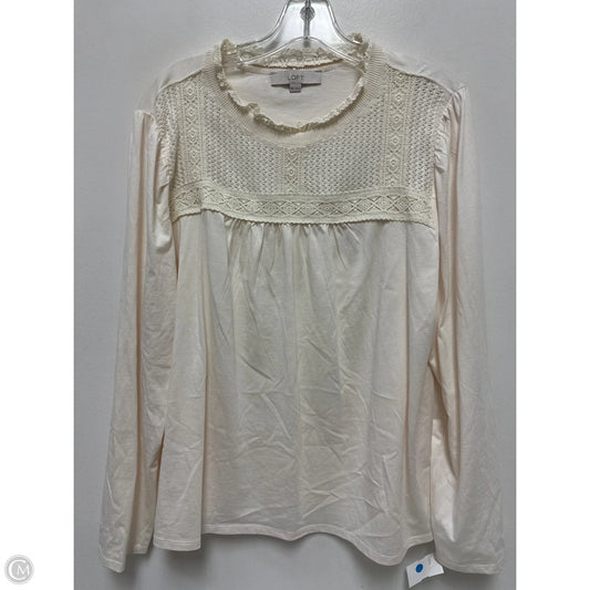 Top Long Sleeve By Loft In Cream, Size: 1x
