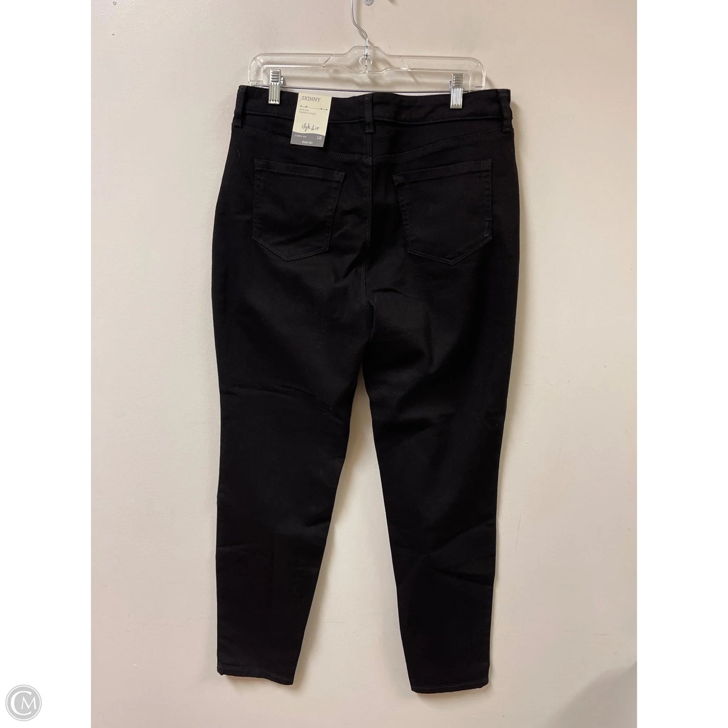Jeans Skinny By Style And Company In Black Denim, Size: 12