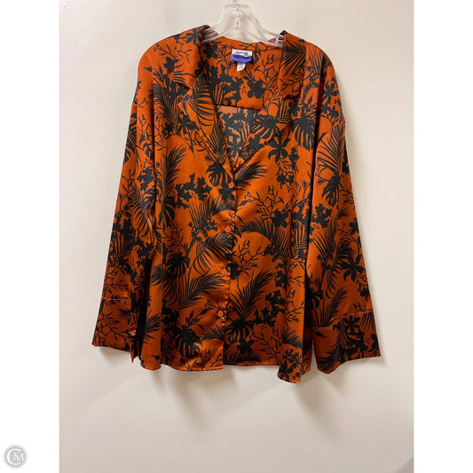 Blouse Long Sleeve By Future Collective In Black & Orange, Size: 2x