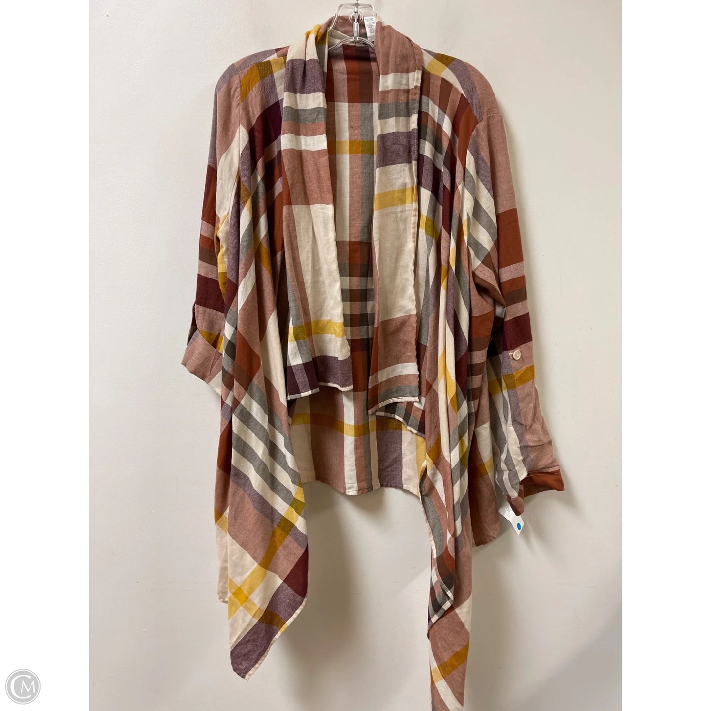 Sweater Cardigan By Cato In Plaid Pattern, Size: Xl
