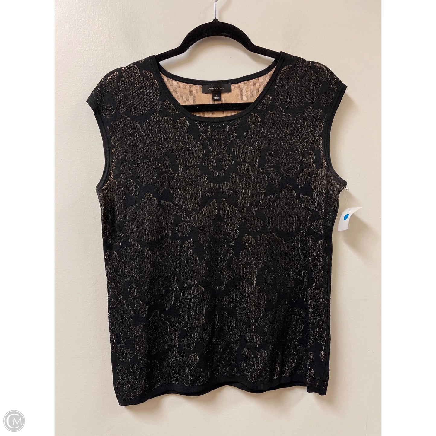 Top Sleeveless By Ann Taylor In Black & Cream, Size: L
