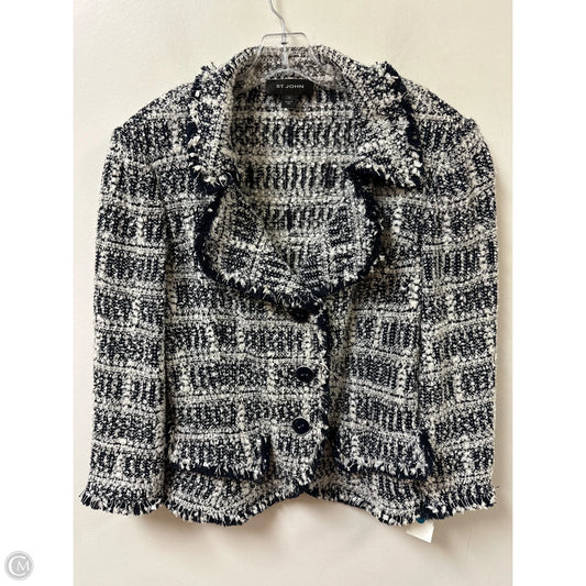 Blazer Luxury Designer By St John Collection In Blue & White, Size: L