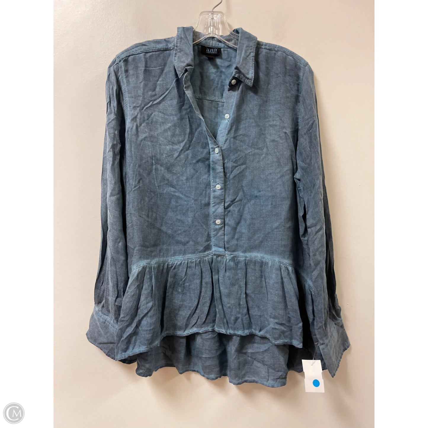 Blouse Long Sleeve By Ana In Blue, Size: M