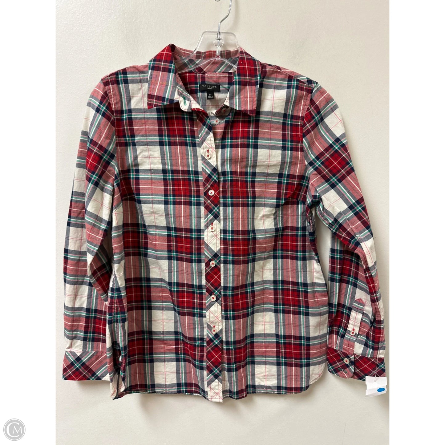 Blouse Long Sleeve By Talbots In Plaid Pattern, Size: Sp