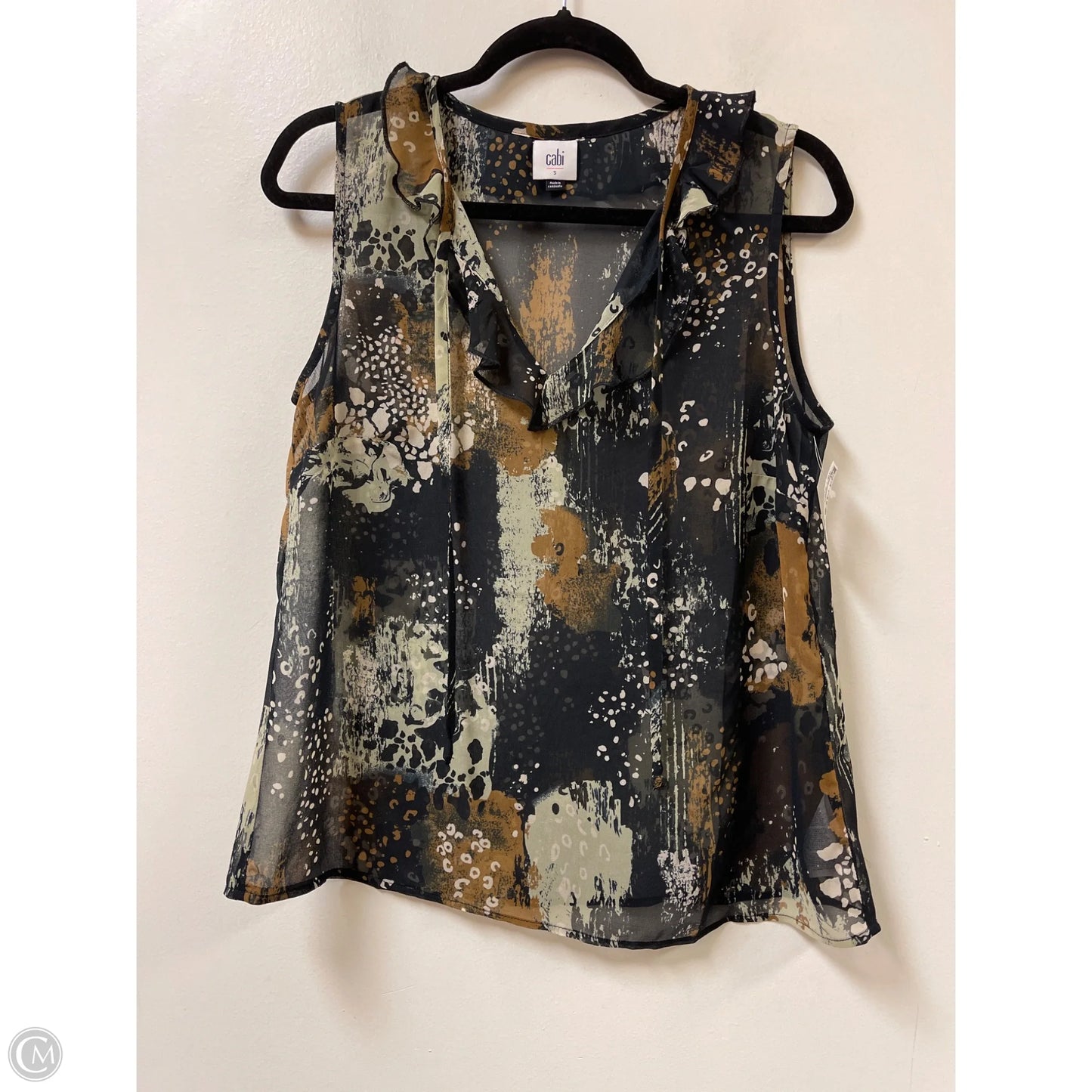 Top Sleeveless By Cabi In Blue & Brown, Size: S