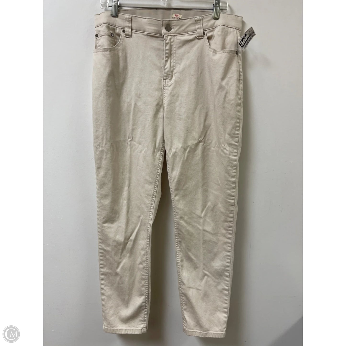 Jeans Skinny By Reba In Cream Denim, Size: 16