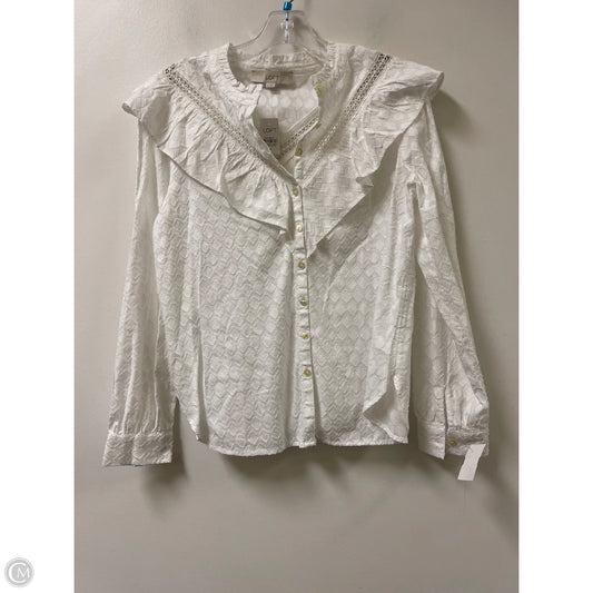 Blouse Long Sleeve By Loft In White, Size: S