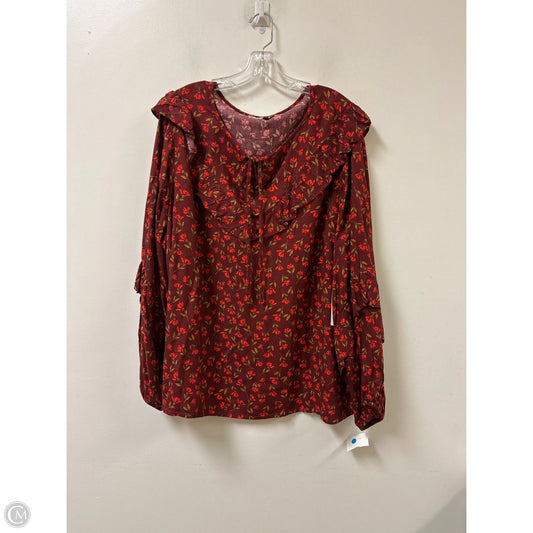 Top Long Sleeve By Sonoma In Red, Size: 3x