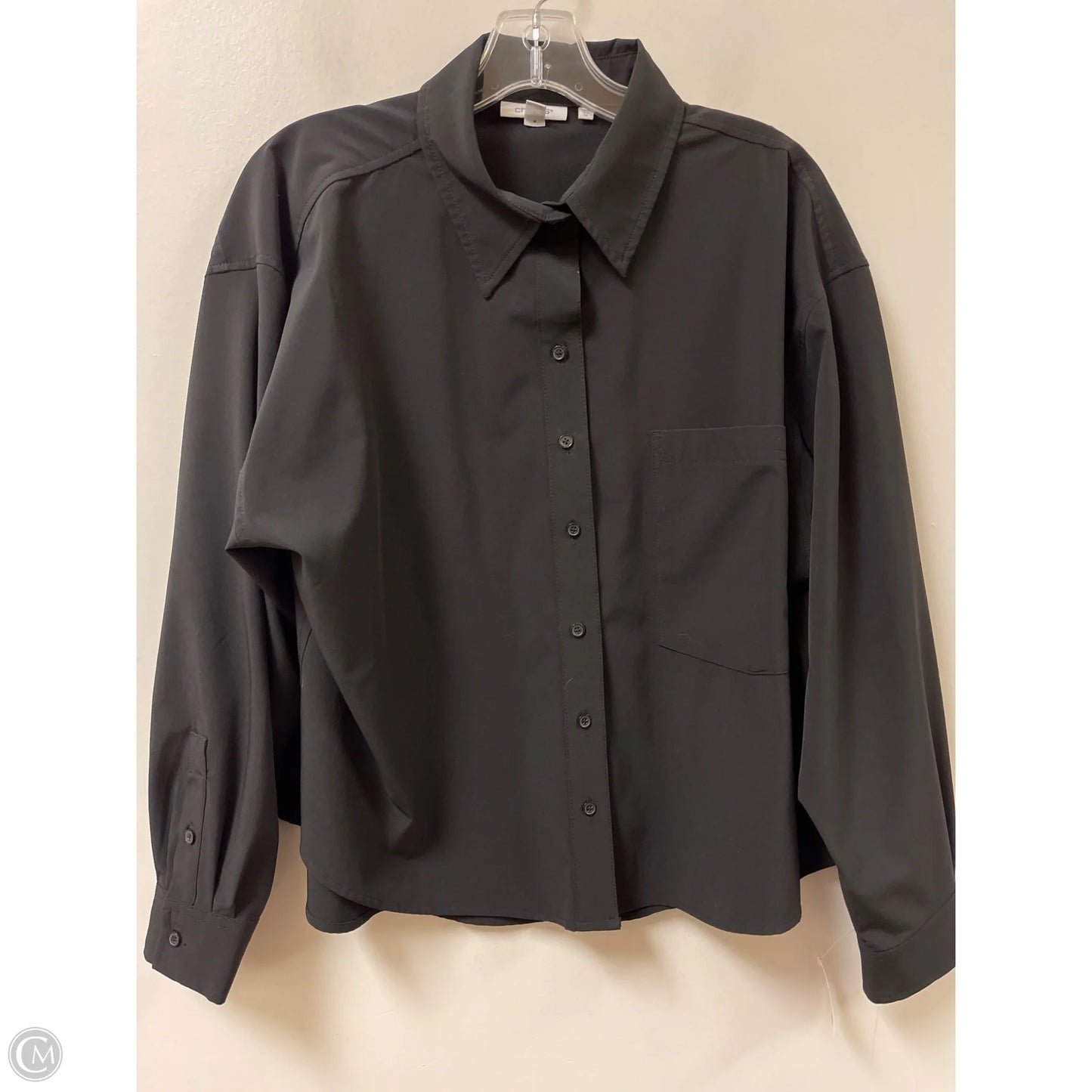 Blouse Long Sleeve By Chicos In Black, Size: L