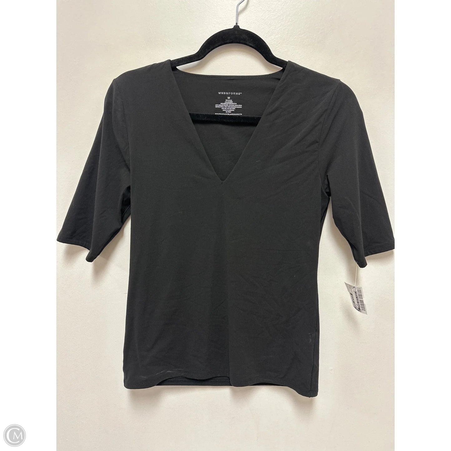 Top Short Sleeve By White House Black Market In Black, Size: M