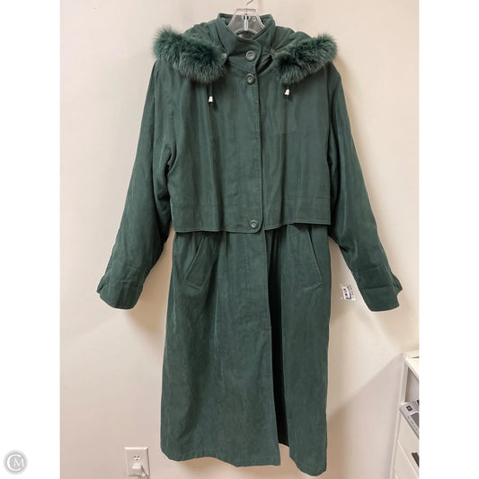 Coat Trench Coat By Clothes Mentor In Green, Size: M