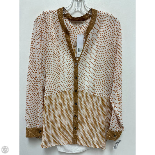 Top 2pc Long Sleeve By Soft Surroundings In White & Yellow, Size: Xl