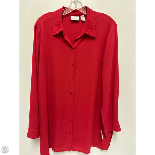 Blouse Long Sleeve By Chicos In Red, Size: L