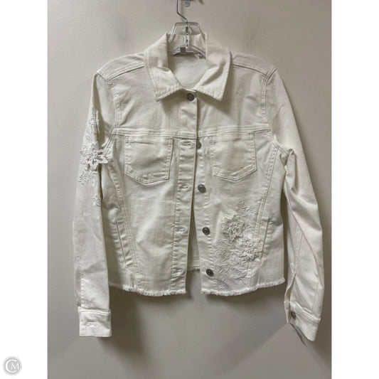 Jacket Denim By Chicos In White Denim, Size: S