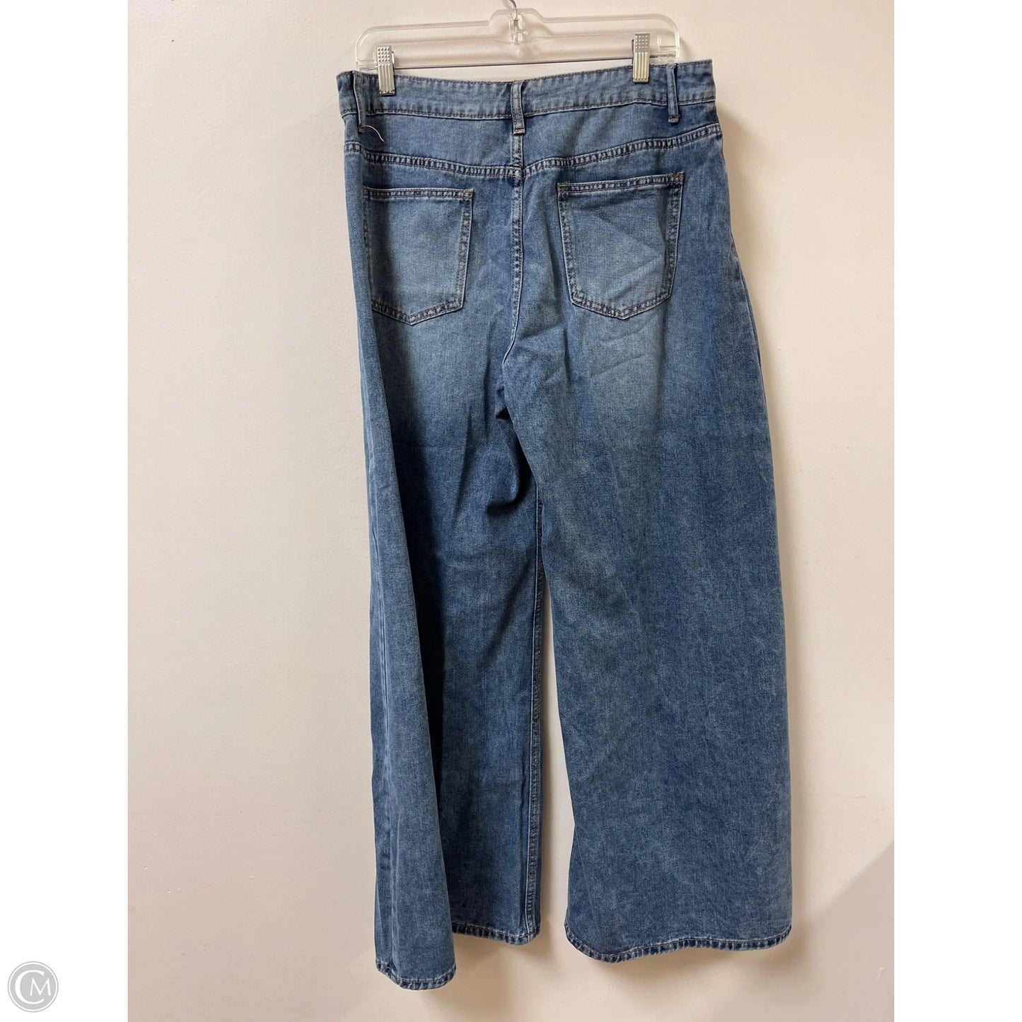 Jeans Wide Leg By Shein In Blue Denim, Size: 14